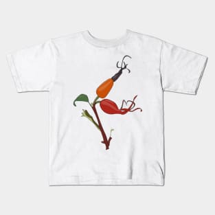 Rose hips on a branch with a green leaf Kids T-Shirt